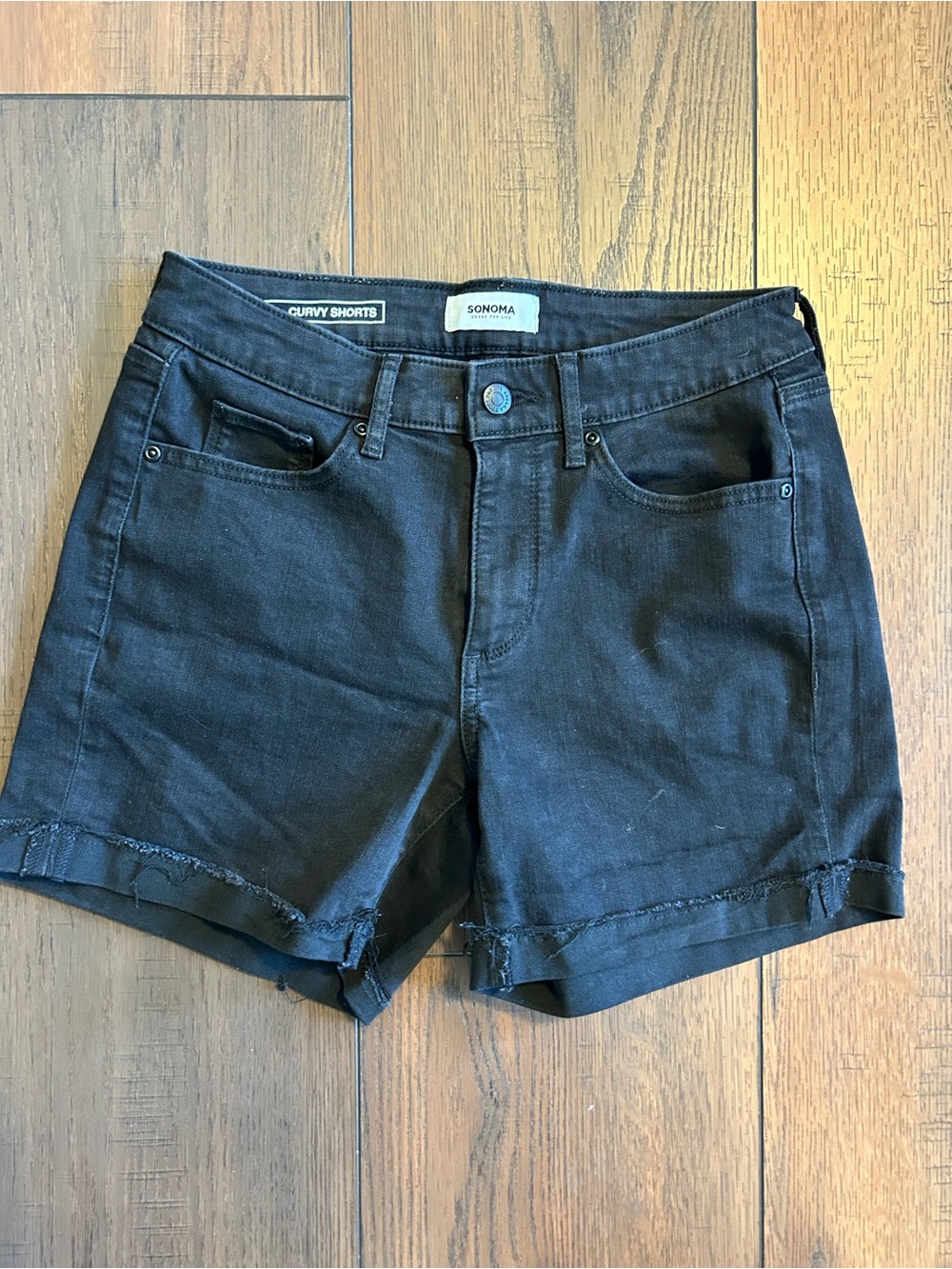 Sonoma Black Curvy Denim Cutoff Summer Shorts, Size 4 Curvy